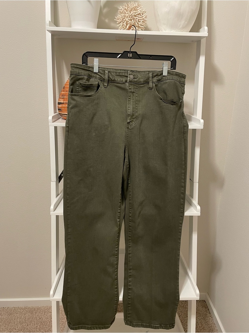 Well Worn Olive Green Wide-Leg Pants